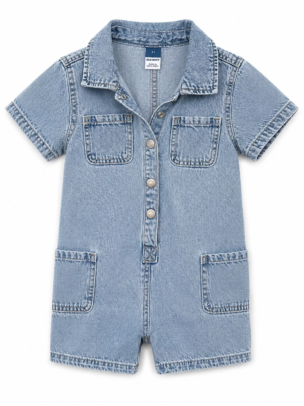 Old Navy Light Wash Denim Short-Sleeve Romper Size 4T